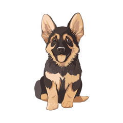 Loyal Shepherd: A charming and friendly German Shepherd puppy radiates a sense of warmth and trust, exuding innocence, and sitting in a heartwarming pose.