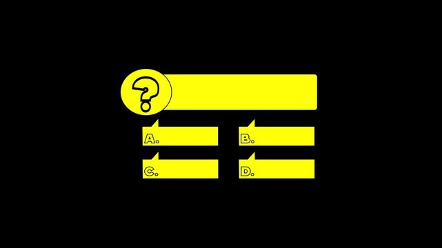 Question choice quiz show question and answers with option and test menu icon animation.