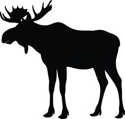 Moose Silhouette Vector Illustration of Wild Animal with Antlers for Nature and Wildlife Concepts