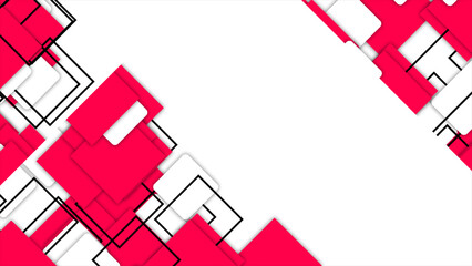 simple futuristic moving Magenta red squares gradient geometrical white background