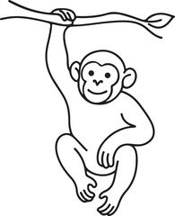 Playful Chimp Conservation Art Line Drawing
