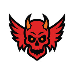 A devil skull with wings vector art illustration