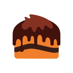 Chocolate cake with drip vector art illustration