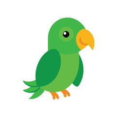 Cute green parrot vector art illustration