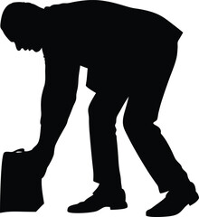 Person Bending Over Silhouette Vector Illustration for Exercise, Work, and Daily Activity Concepts