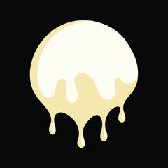 Melting white chocolate drip border vector art illustration