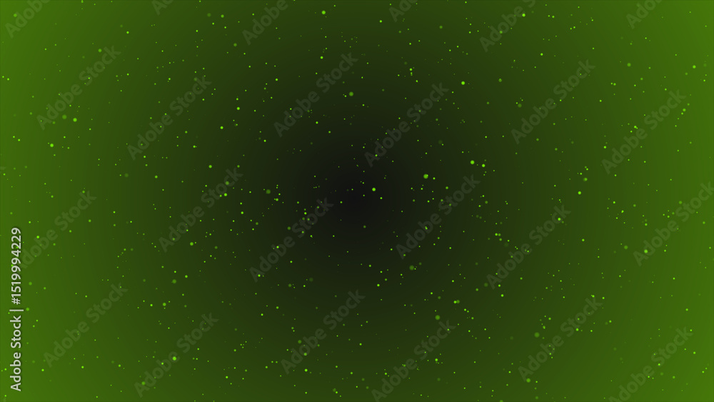 Poster simple lime green particles rotating over dark minimal particles background