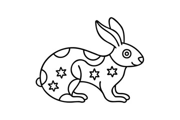 Adorable lineart bunny rabbit with star pattern design