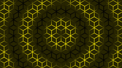 circular Yellow wave moving over hexagonal shape futuristic background. Trendy sci-fi technology background with hexagonal pattern