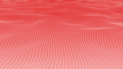 3D Red color slow motion waving vertical strip lines on white background