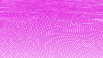 3D Pink color slow motion waving vertical strip lines on white background