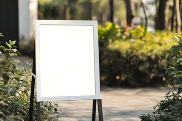 White Board Welcome Sign Mockup Outdoors for Greeting Display