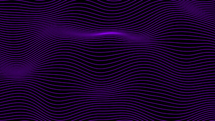 Abstract Purple color horizontal wavy lines moving on black background, abstract background