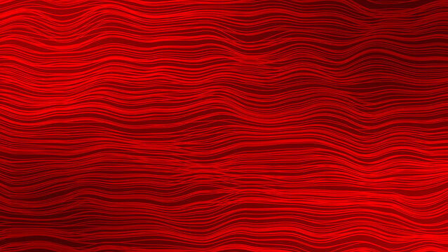 Abstract Red color horizontal moving wavy lines background, horizontal stripes minimal background