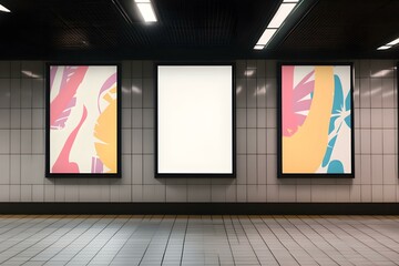 Blank Announcement Billboard in Subway for Public Messaging
