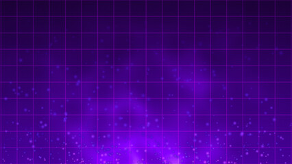 Purple color glowing technology particle moving over dark background, futuristic particles background