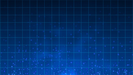 Royal blue color glowing technology particle moving over dark background, futuristic particles background