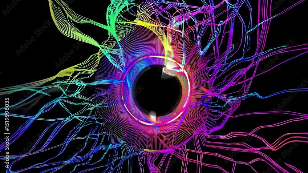 Poster wormhole generating colorful visual effects, simulating a journey through space and time with vibran