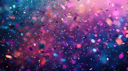 A vibrant and dynamic image showcases a burst of colorful confetti, creating a sparkling and festive atmosphere against a dark background.
