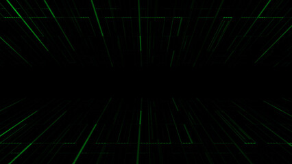 Modern flashing Green particles futuristic on dark black background