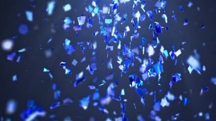 Six variations of shiny blue confetti falling against a dark background, creating a festive and celebratory atmosphere suitable for various video projects - Powered by Adobe