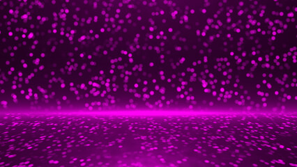 3d Beautiful Pink glitter particles falling and flickering particles over black background, simple particles background