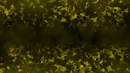 Yellow plexus Abstract digital connection moving dots and lines,Technology background. Network of lines and dots background