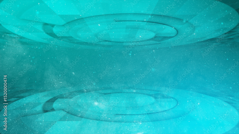 Poster 3d abstract technology futuristic concept background. rotating 3d circle concept cyan color backgrou