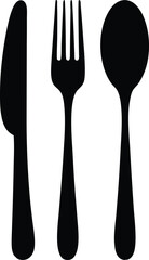 Cutlery Silhouette – Knife, Fork, and Spoon Vector Icon for Kitchen and Dining Concepts

