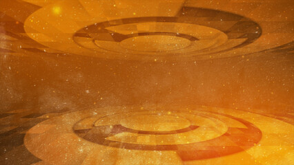 3d Abstract technology futuristic concept background. Rotating 3d circle concept Orange color background 