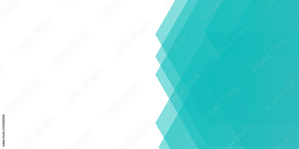 Poster abstract modern background featuring overlapping translucent hexagons. teal, ranging from light aqua
