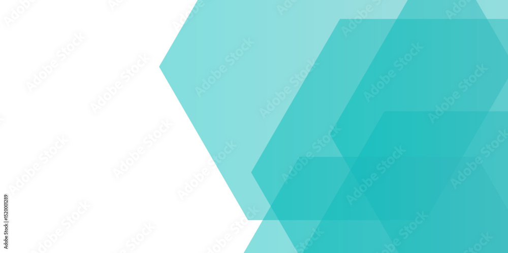 Poster abstract modern background featuring overlapping translucent hexagons. teal, ranging from light aqua