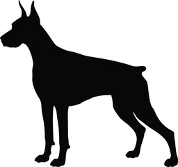 Dog Silhouette Vector Illustration of Standing Canine for Pet, Security, and Animal Themes