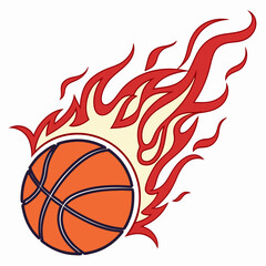 Basketball and Flames Clipart Vector Design
