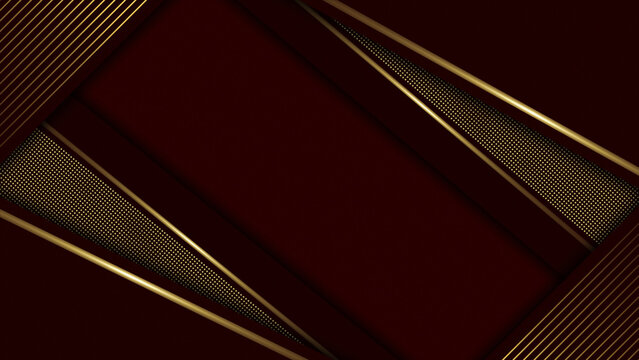 Simple and modern luxury golden lines Red background, minimal background - Powered by Adobe