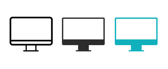Computer icon set vector. computer monitor sign and symbol, vector illustration