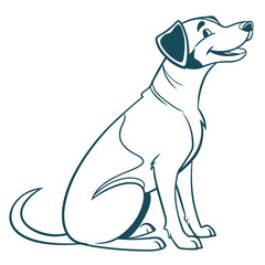 Fototapeta premium Dog Sitting Pose Clipart in Minimal Style 