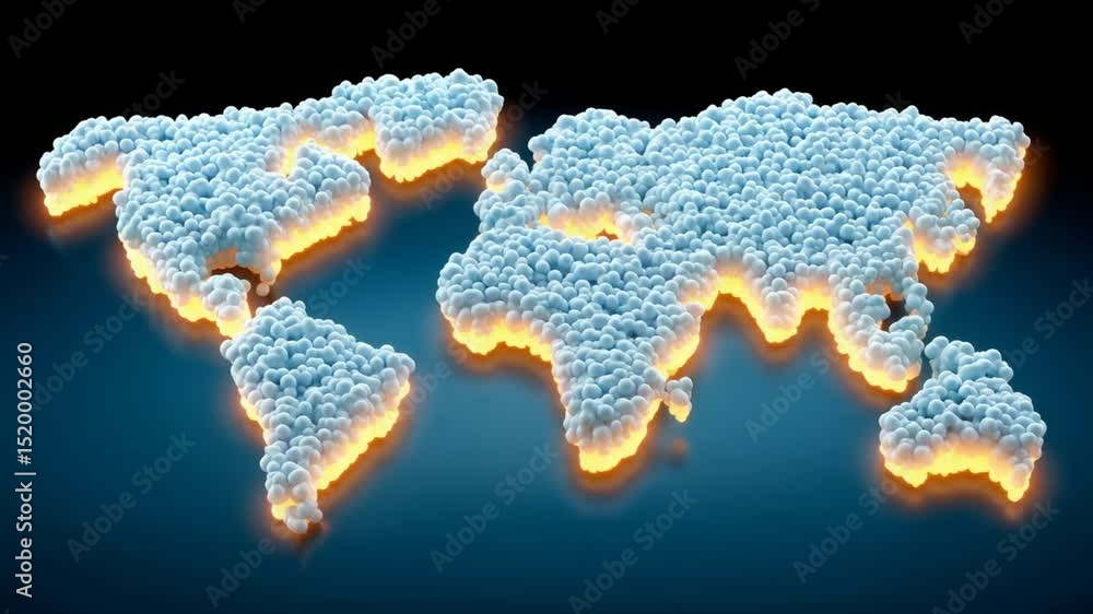 Poster global mosaic: a stunning visual of the world map is rendered in a unique, textured mosaic style, of