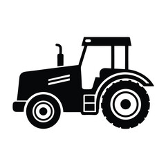 Obraz premium Black and White Tractor Icon Farming Vehicle, Agricultural Machinery, Agricultural Transportation, Simple Design