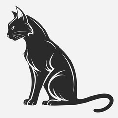 Fototapeta premium Sitting Cat Silhouette Clipart Vector 
