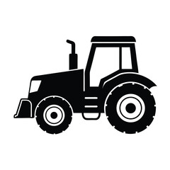 Obraz premium Silhouette Illustration of a Heavy Duty Tractor Used for Farm Work and Agriculture