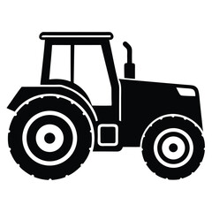 Obraz premium Silhouette of Modern Farm Tractor with Large Tires on a White Background