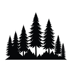 Obraz premium Silhouette of Pine Trees in a Forest Landscape, Black Forest