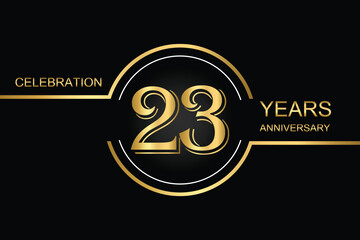 Luxury 23rd anniversary celebration design with gold text on a dark background. Perfect for elegant event invitations, milestone banners, or corporate anniversary templates.