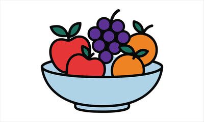 Minimal Fruit Bowl with Apples Grapes Oranges