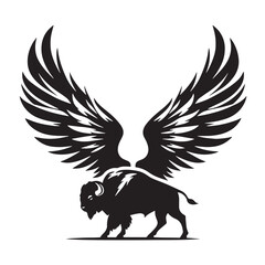Black Buffalo Wings Silhouette Vector, High Quality Illustration on White Background