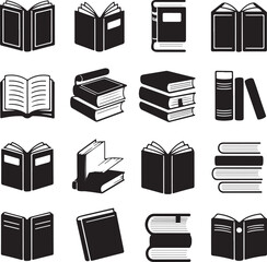 Collection of Black and White Book Icons