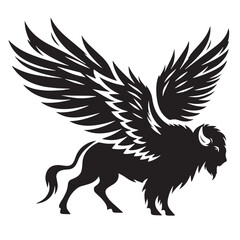 Black Buffalo Wings Silhouette Vector, High Quality Illustration on White Background