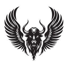 Black Buffalo Wings Silhouette Vector, High Quality Illustration on White Background