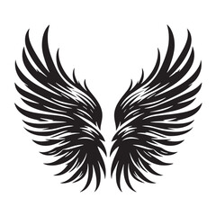 Black Buffalo Wings Silhouette Vector, High Quality Illustration on White Background